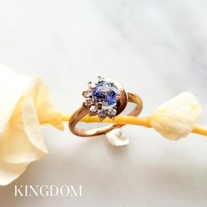 Crescent Sapphire Rose Gold Engagement Ring